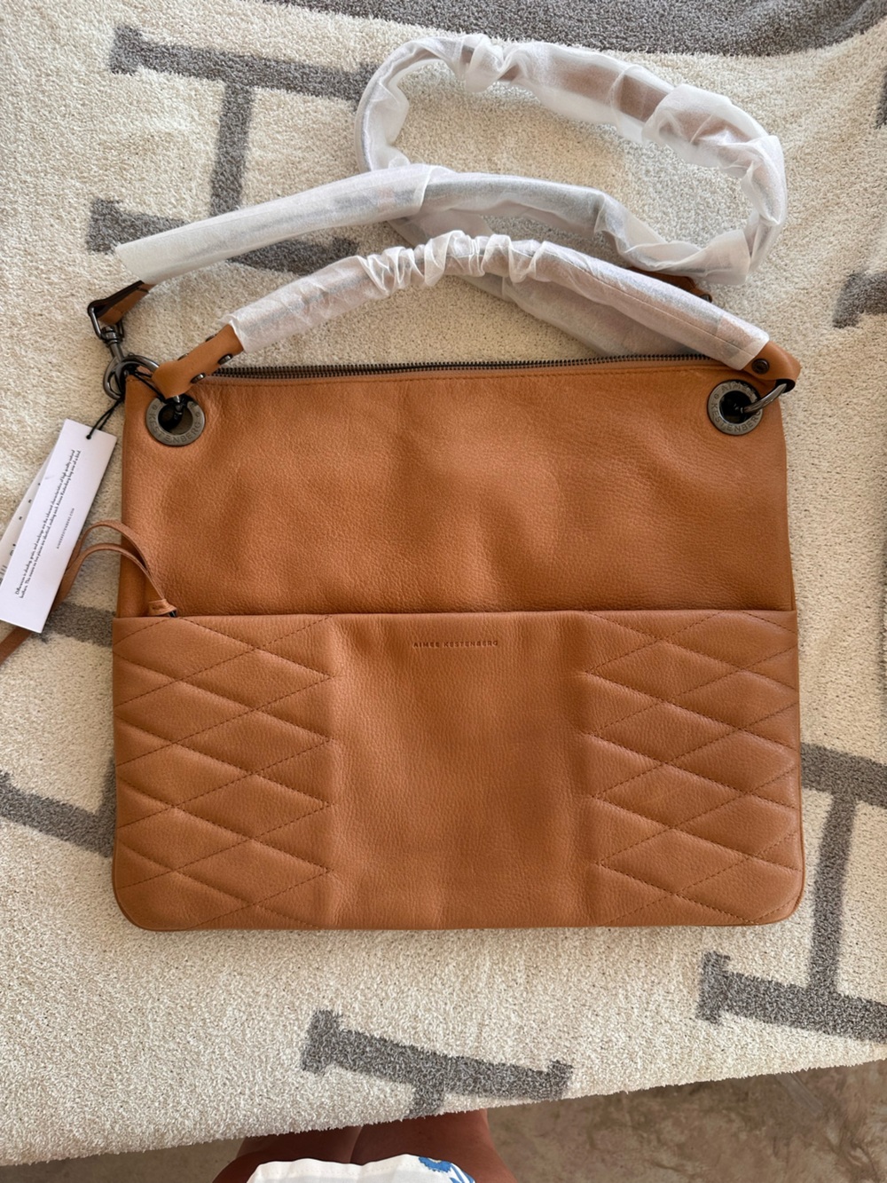 Aimee Kestenberg Quilted Panel Leather Shoulder Bag in Tan